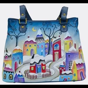“Anna By Anuschka” Satchel shoulder handbag - genuine leather. “Winter Village”